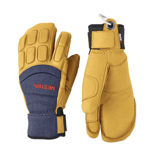 HESTRA VERTICAL CUT C-ZONE 3 FINGER - NAVY/TAN - FRONT/BACK VIEW
