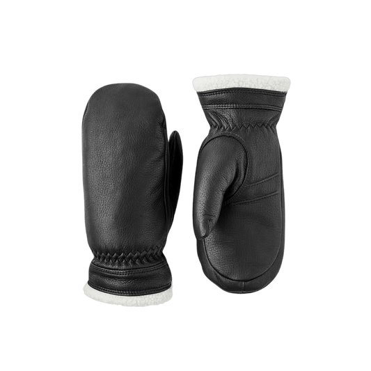 HESTRA WOMEN'S BODA MITT - BLACK - FRONT/BACK VIEW