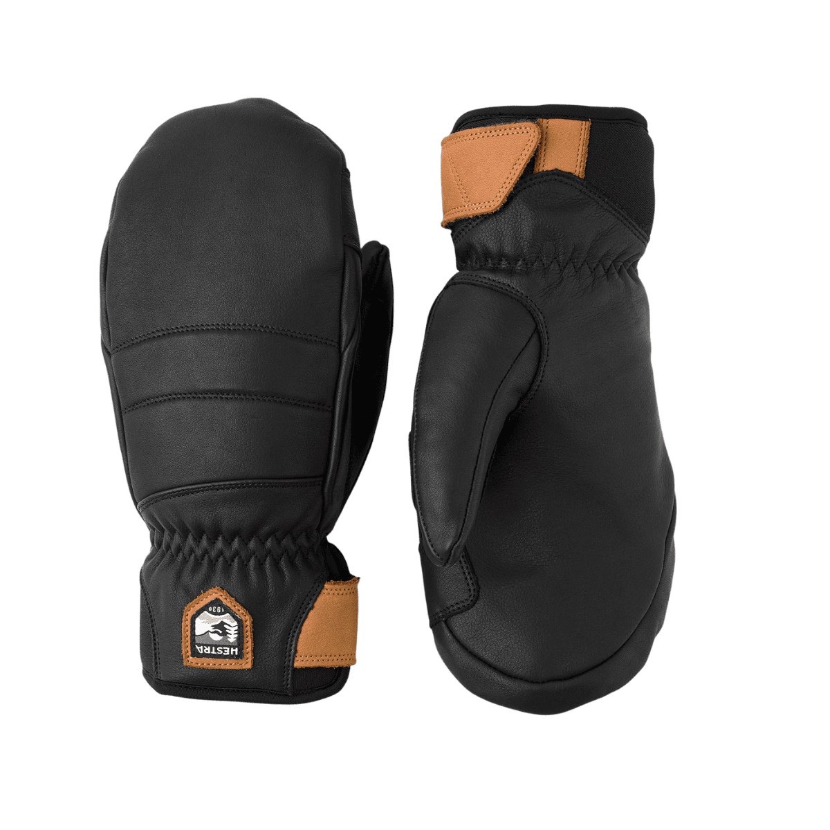 HESTRA WOMEN'S FALL LINE MITT.- BLACK - FRONT/BACK VIEW