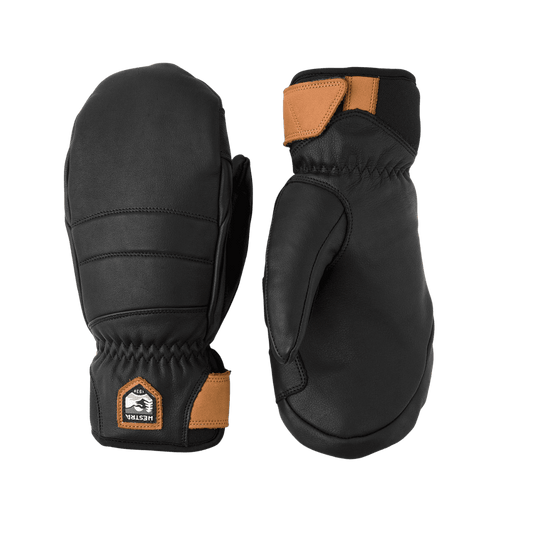 HESTRA WOMEN'S FALL LINE MITT.- BLACK - FRONT/BACK VIEW