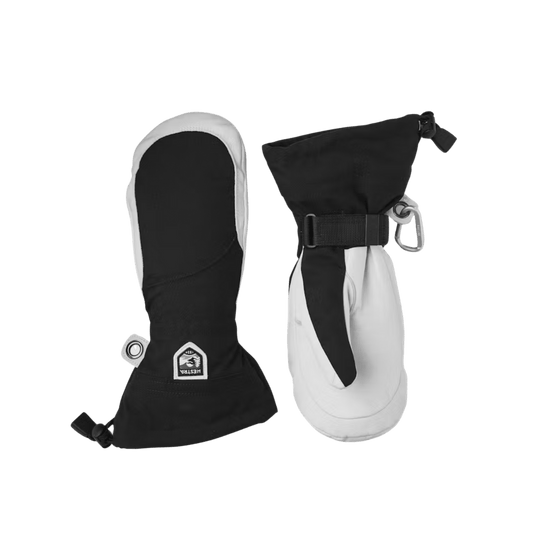 HESTRA WOMEN'S HELI SKI MITT - BLACK/OFFWHITE - FRONT/BACK VIEW