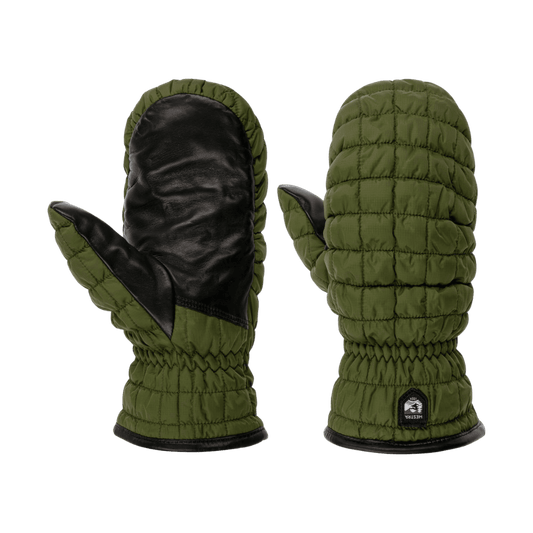 HESTRA WOMEN'S MOON LIGHT MITT - DARK GREEN - FRONT/BACK VIEW