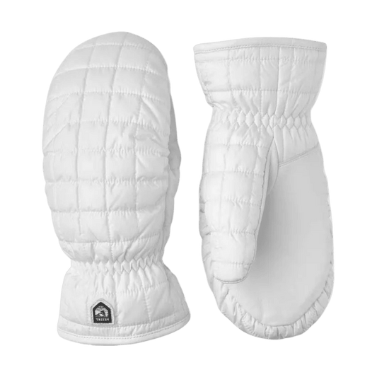 HESTRA WOMEN'S MOON LIGHT MITT - WHITE - FRONT/BACK VIEW