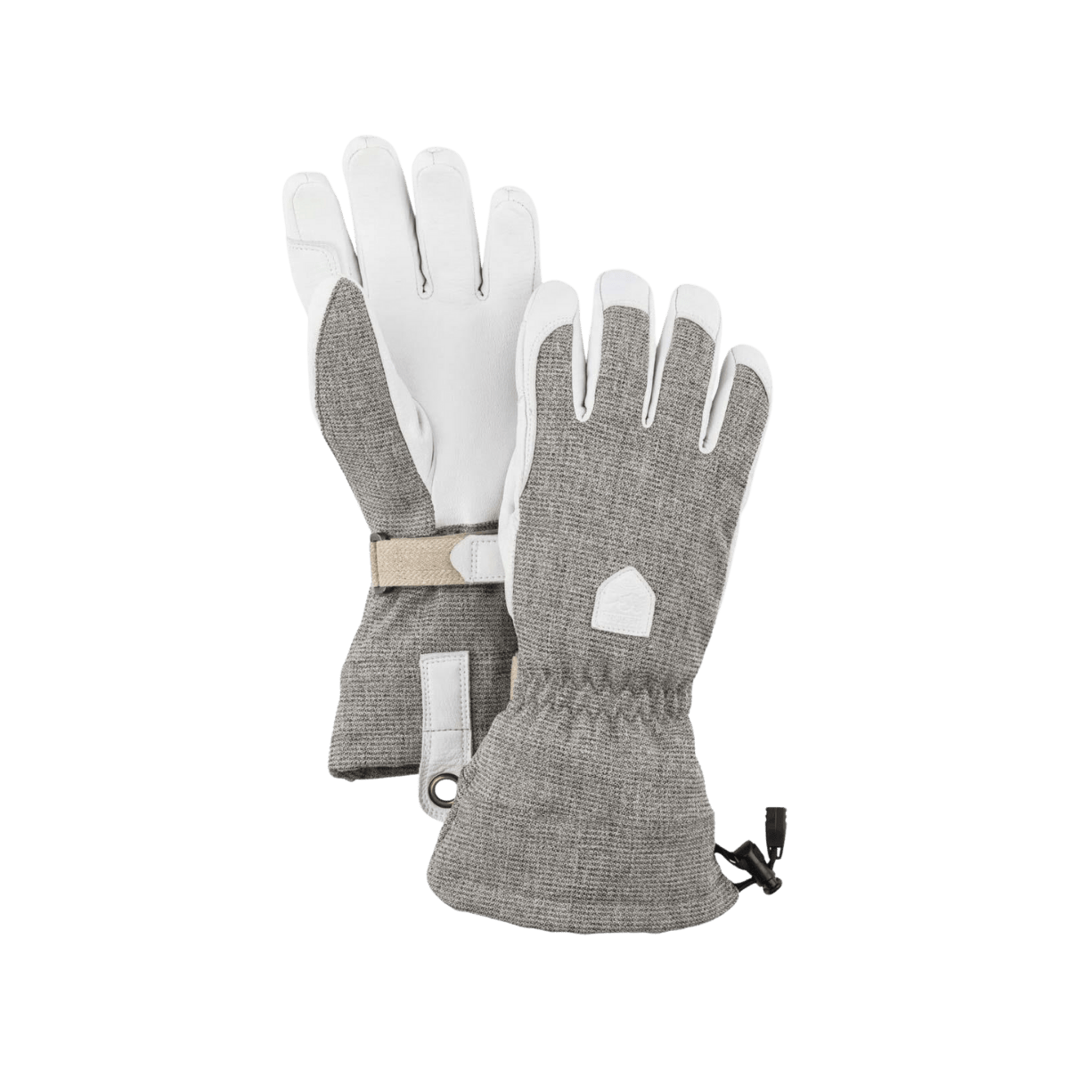 HESTRA WOMEN'S PATROL GAUNTLET GLOVE - LIGHT GREY - FRONT/BACK VIEW
