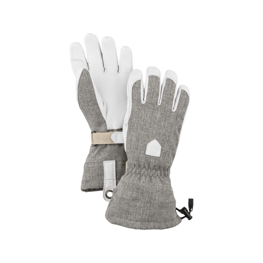 HESTRA WOMEN'S PATROL GAUNTLET GLOVE - LIGHT GREY - FRONT/BACK VIEW