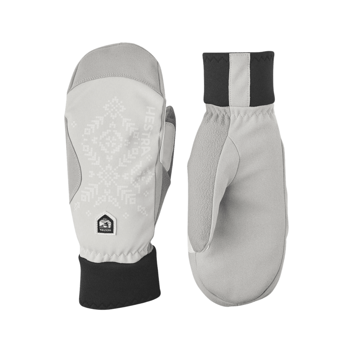 HESTRA WOMEN'S XC PRIMALOFT MITT - SAND PRINT - FRONT/BACK VIEW