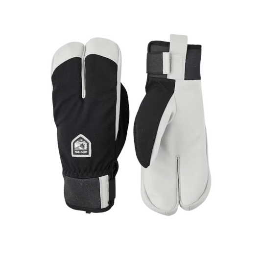 HESTRA WOOL TERRY X-C SPLIT MITT - BLACK - FRONT/BACK VIEW
