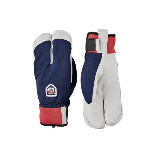 HESTRA WOOL TERRY X-C SPLIT MITT - NAVY - FRONT/BACK VIEW