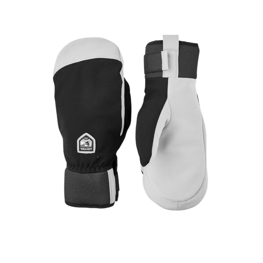 HESTRA WINDSTOPPER WOOL TERRY MITT - BLACK - FRONT/BACK VIEW