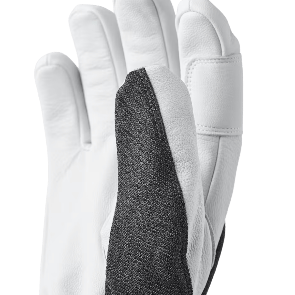 HESTRA ARMY LEATHER PATROL GAUNTLET GLOVE - CHARCOAL- CLOSE-UP VIEW