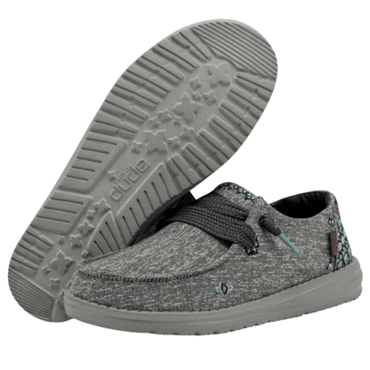 HEY DUDE WOMEN'S WENDY FLORA - TULIP GREY SOLE AND FRONT