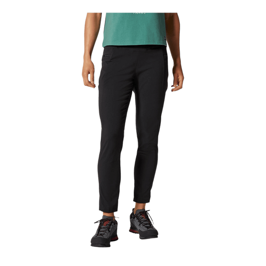 MOUNTAIN HARDWEAR WOMEN'S DYNAMA HIGH RISE ANKLE PANT - BLACK - FRONT VIEW