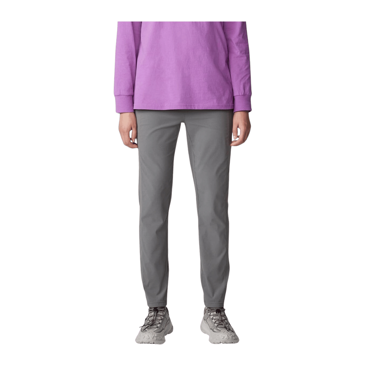 MOUNTAIN HARDWEAR WOMEN'S DYNAMA HIGH RISE ANKLE PANT - SEDIMENT - FRONT VIEW