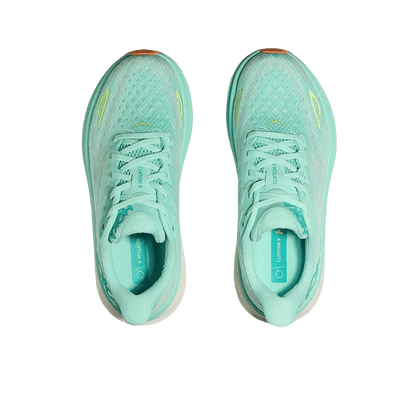 HOKA ONE ONE WOMEN'S CLIFTON 9 - SEAFOAM/AQUA BREEZE TOP VIEW