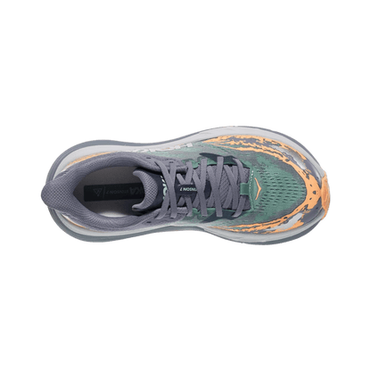 HOKA ONE ONE WOMENS STINSON 7 - GREY SKIES/PALE TANGERINE TOP VIEW