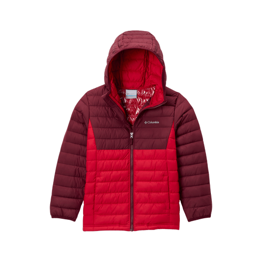 COLUMBIA BOYS' POWDER LITE II HOODED JACKET - MOUNTAIN RED