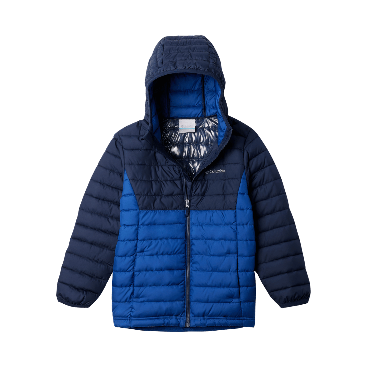 COLUMBIA BOYS' POWDER LITE II HOODED JACKET - MOUNTAIN BLUE