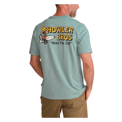 HOWLER BROTHERS EL MONITO SURFS BLENDED T SHIRT RIVIERA BLUE BACK GRAPHIC VIEW
