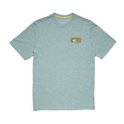 HOWLER BROTHERS EL MONITO SURFS BLENDED T SHIRT RIVIERA BLUE FRONT GRAPHIC VIEW