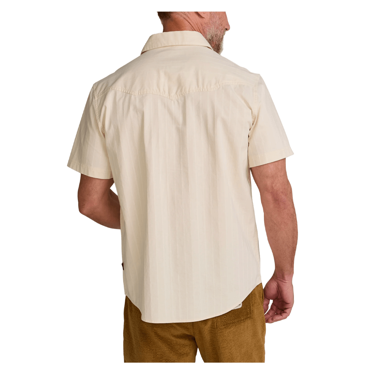 HOWLER BROTHERS CROSSCUT DELUXE SHORTSLEEVE SNAPSHIRT - OFF WHITE DOBBY - BACK VIEW