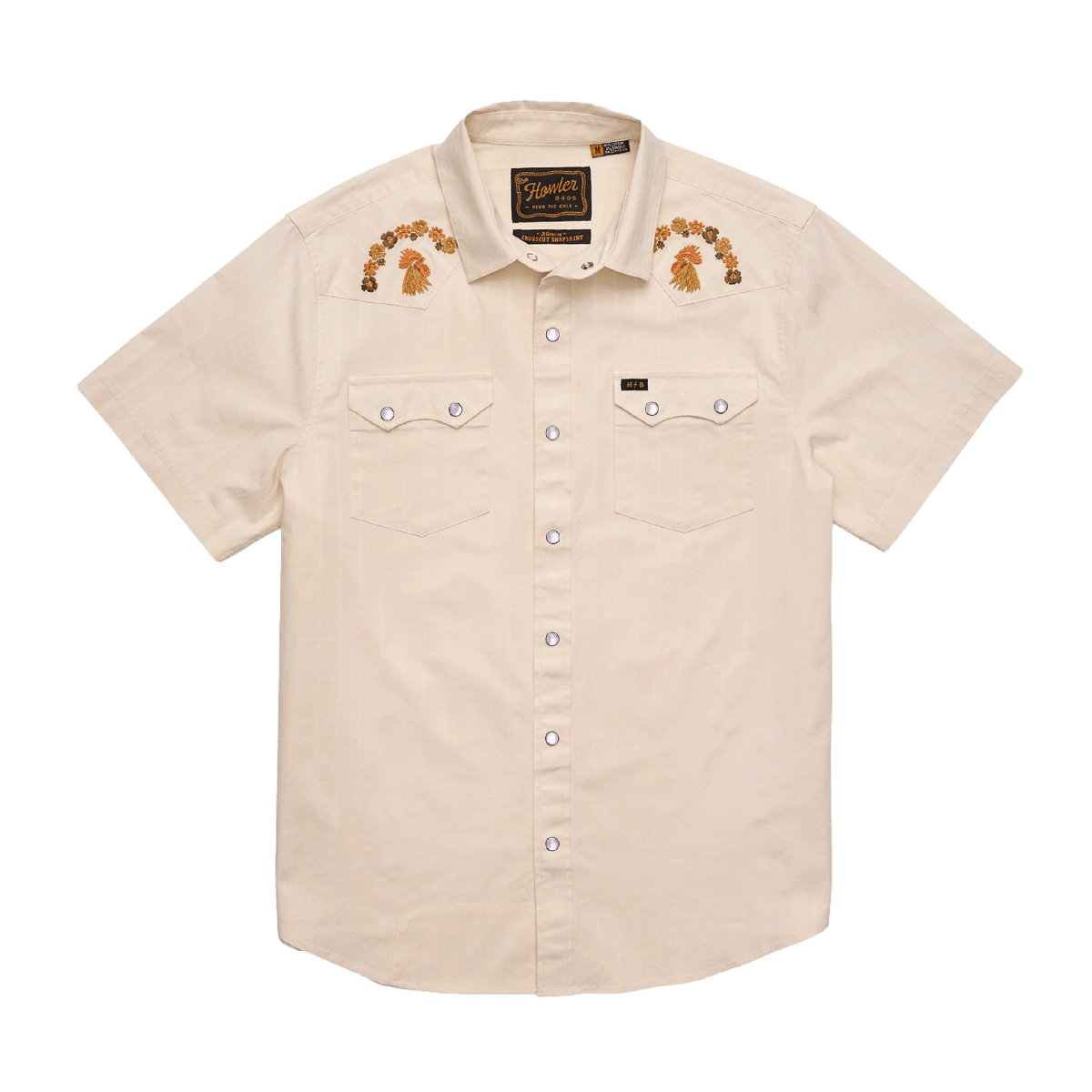 HOWLER BROTHERS CROSSCUT DELUXE SHORTSLEEVE SNAPSHIRT - OFF WHITE DOBBY - FRONT VIEW