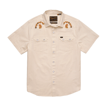 HOWLER BROTHERS CROSSCUT DELUXE SHORTSLEEVE SNAPSHIRT - OFF WHITE DOBBY - FRONT VIEW