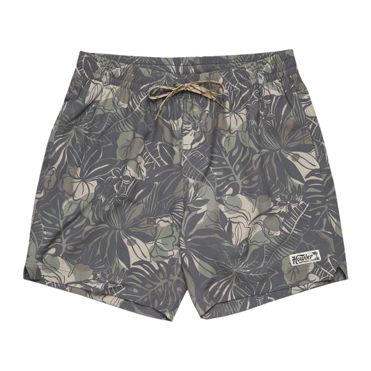 HOWLER BROTHERS DEEP SET BOARDSHORTS - ANTIQUE BLACK - FRONT GRAPHIC VIEW