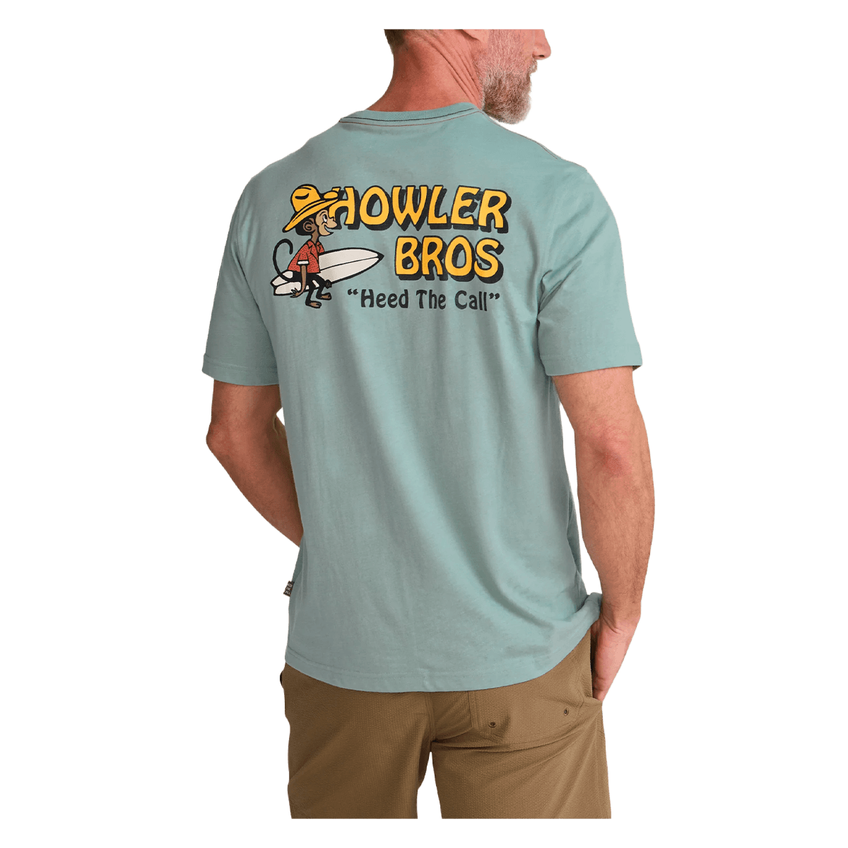 HOWLER BROTHERS EL MONITO SURFS BLENDED T-SHIRT - RIVIERA BLUE - BACK GRAPHIC VIEW