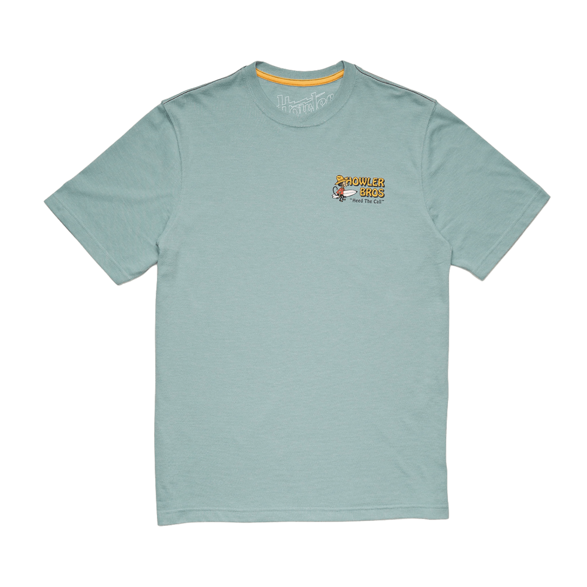 HOWLER BROTHERS EL MONITO SURFS BLENDED T-SHIRT - RIVIERA BLUE - FRONT GRAPHIC VIEW