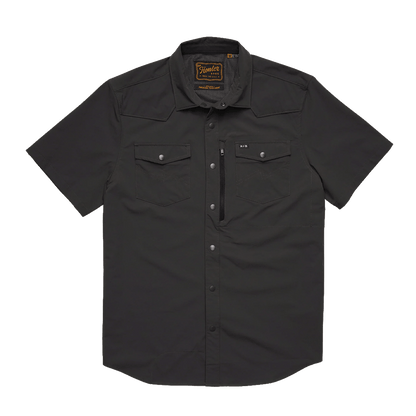 HOWLER BROTHERS EMERGER TECH SHIRT - ANTIQUE BLACK - FRONT VIEW