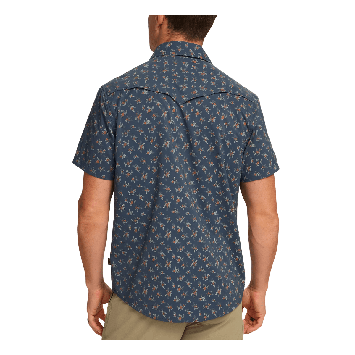 HOWLER BROTHERS OPEN COUNTRY TECH SHIRT - RANCHER FLORAL DARK SLATE - BACK VIEW
