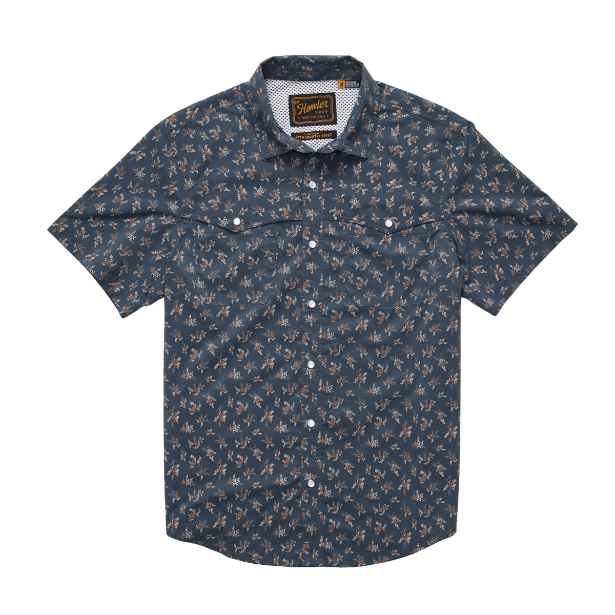 HOWLER BROTHERS OPEN COUNTRY TECH SHIRT - RANCHER FLORAL DARK SLATE - FRONT VIEW