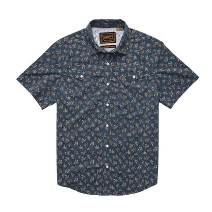 HOWLER BROTHERS OPEN COUNTRY TECH SHIRT - RANCHER FLORAL DARK SLATE - FRONT VIEW