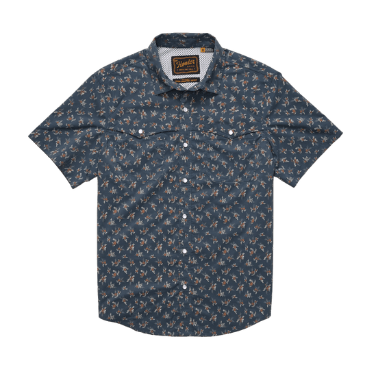 HOWLER BROTHERS OPEN COUNTRY TECH SHIRT - RANCHER FLORAL DARK SLATE - FRONT VIEW