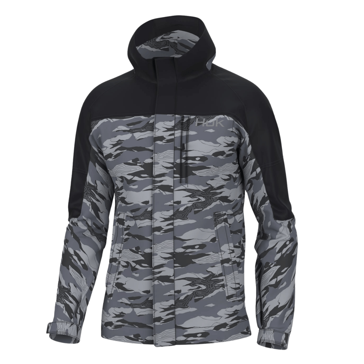 HUK GRAND BANKS JACKET TIDAL MAP - VOLCANIC ASH - FRONT VIEW
