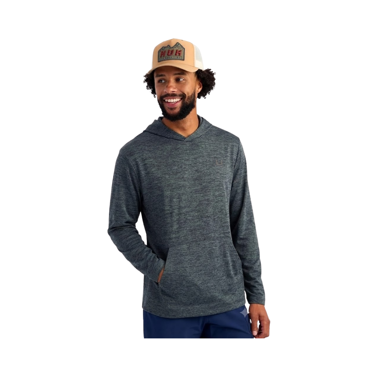 HUK LEEWARD LW FLEECE HOODIE SEA STORM HEATHER