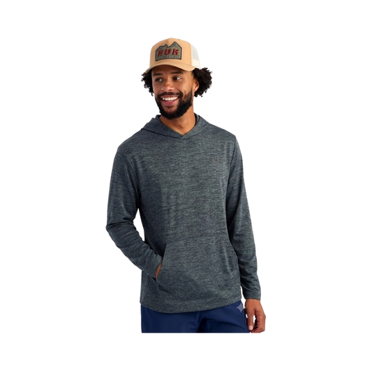 HUK LEEWARD LW FLEECE HOODIE SEA STORM HEATHER
