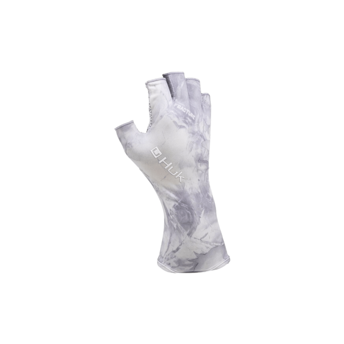 HUK MOSSY OAK FRACTURE SUN GLOVE - DRIFT, TOP ANGLE