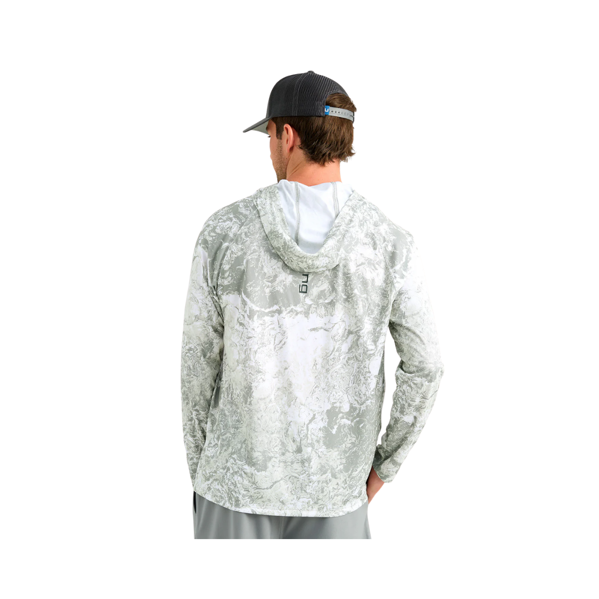 HUK PURSUIT MOSSY OAK L/S HOODIE BACK VIEW