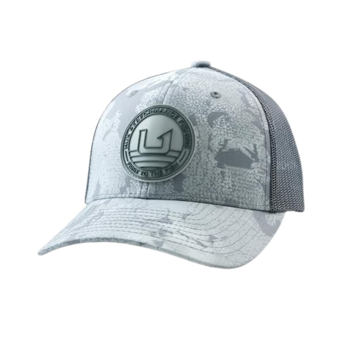 HUK YOUTH CIRCLE PATCH TRUCKER HAT SHARKSKIN
