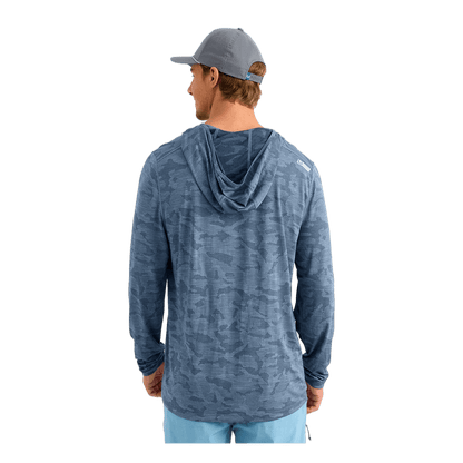HUK A1A PRO HOODIE - STORMY BLUE CAMO - BACK VIEW