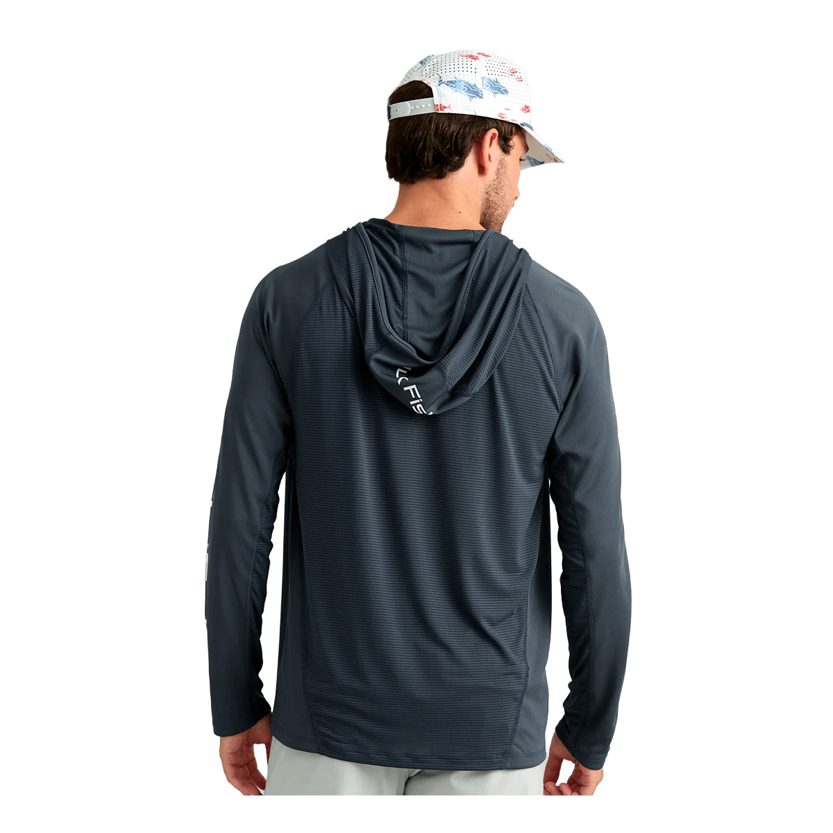 HUK ICON PERFORMANCE HOODIE - SEA STORM - BACK VIEW