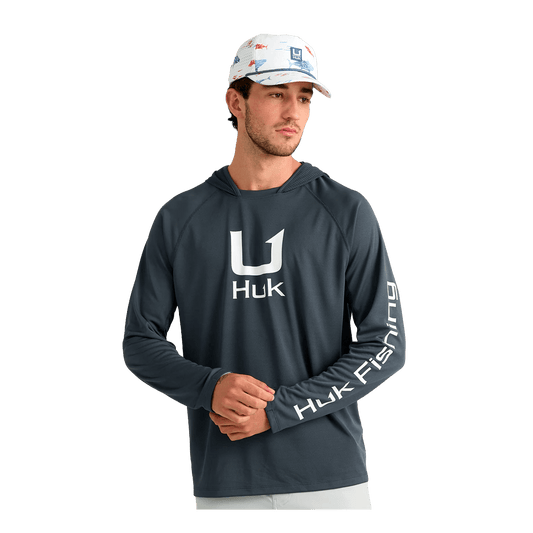 HUK ICON PERFORMANCE HOODIE - SEA STORM - FRONT VIEW