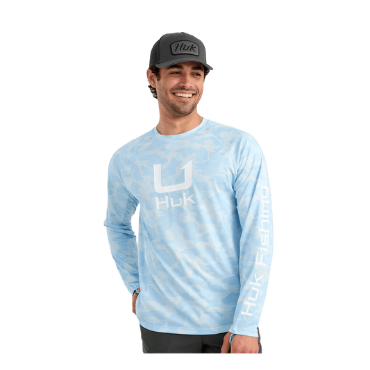 HUK ICON PRINTED CREW - COASTAL DRIFT - FRONT VIEW