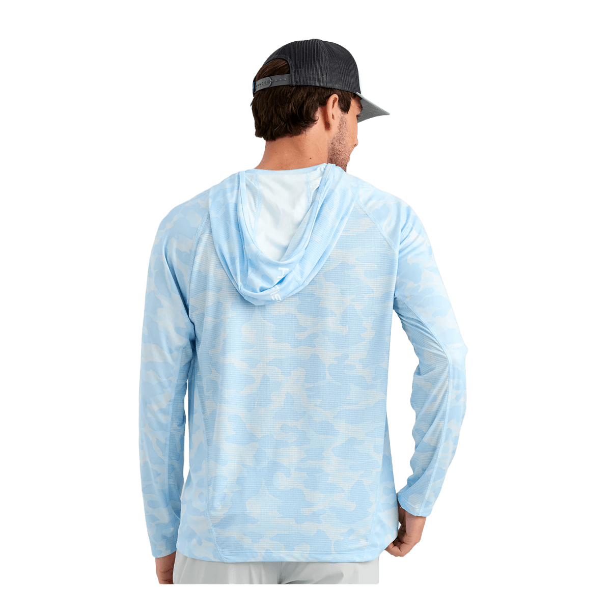 HUK ICON PRINTED LONG SLEEVE HOODIE - COASTAL DRIFT - BACK VIEW