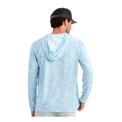 HUK ICON PRINTED LONG SLEEVE HOODIE - COASTAL DRIFT - BACK VIEW