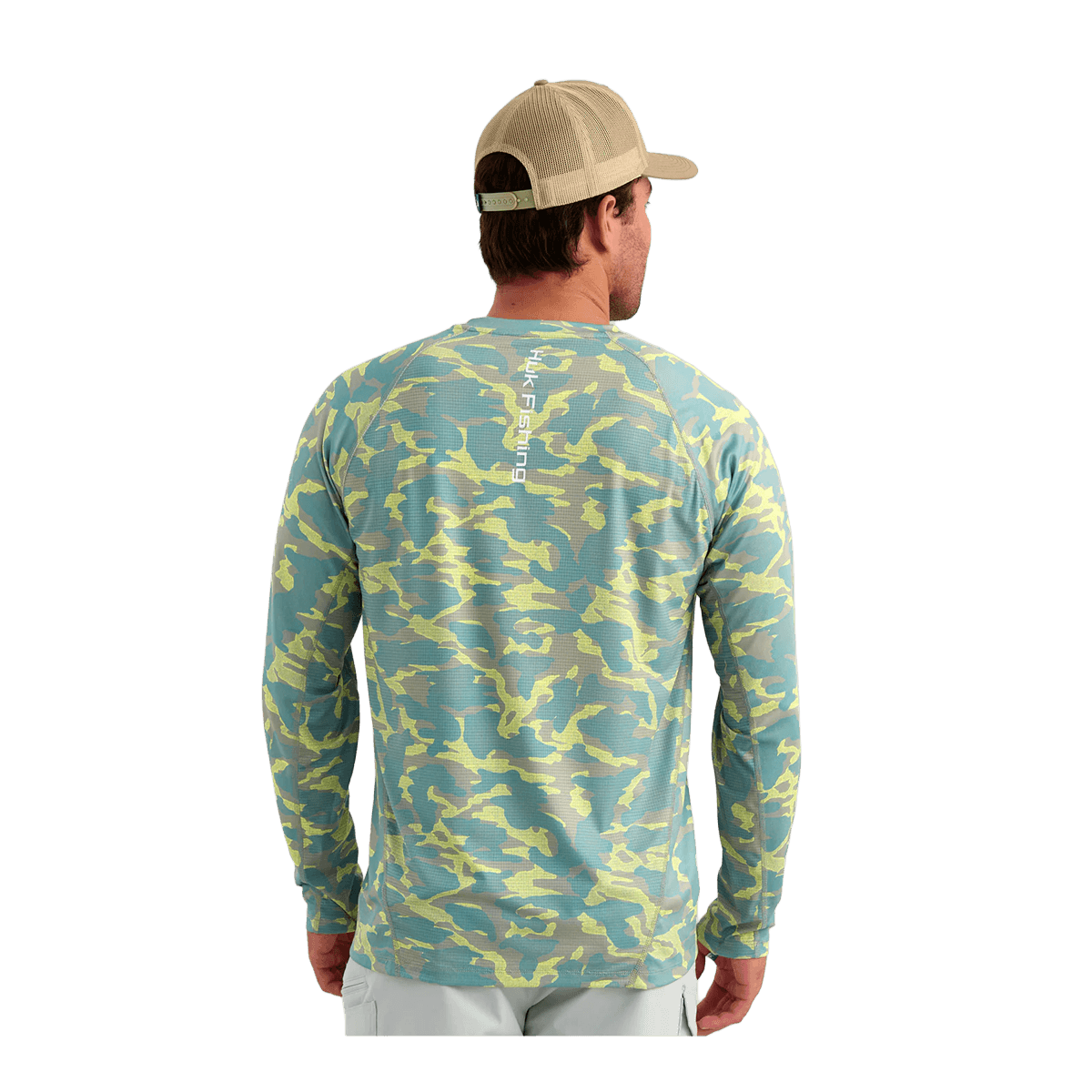 HUK ICON PRINTED PERFORMANCE CREW - SEAGRASS - BACK VIEW