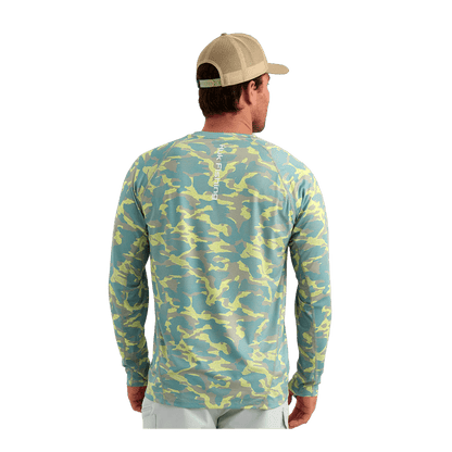 HUK ICON PRINTED PERFORMANCE CREW - SEAGRASS - BACK VIEW