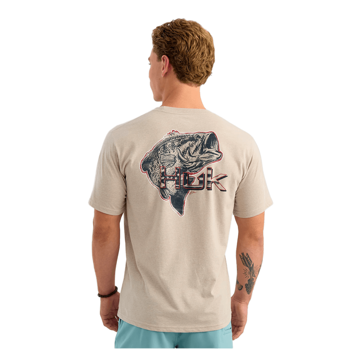 HUK KC AMERICANA TEE - RIVER ROCK HEATHER - BACK VIEW