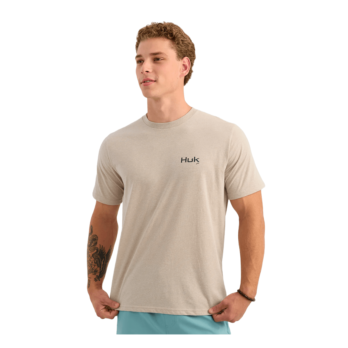 HUK KC AMERICANA TEE - RIVER ROCK HEATHER - FRONT VIEW